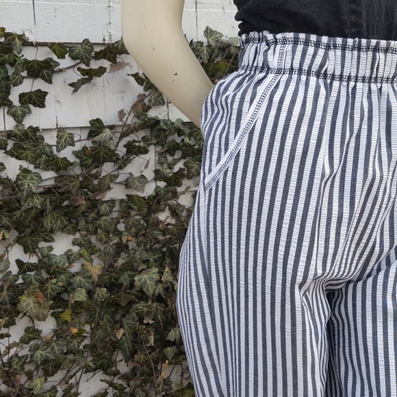 90s High Waisted Striped Pants Cropped Seersucker - Picture 7 of 8